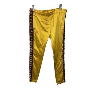 Kappa Pants Men S Yellow Spell Out Taped Logo Track Sweatpants Joggers Pockets